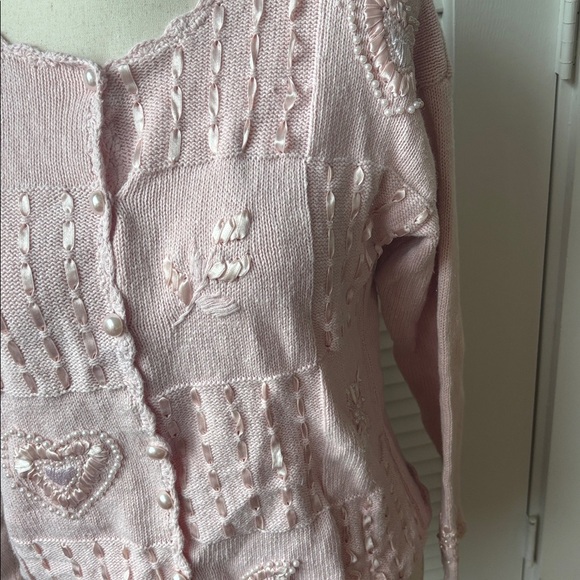 Work in progress by Gladies Bagley pink size medium ribbon sweater - Picture 4 of 9